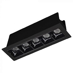 Downlight Spot LED Focco de Embutir 10W 650Lm 12º IP20 Bivolt Preto Retangular Natural 4000K - Gaya