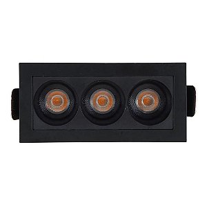 Downlight Spot LED Focco de Embutir 6W 480Lm 12º IP20 Bivolt Preto Retangular Branco Quente 2700K - Gaya
