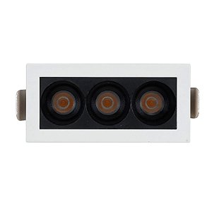 Downlight Spot LED Focco de Embutir 6W 480Lm 12º IP20 Bivolt Branco e Preto Retangular Branco Quente 2700K - Gaya