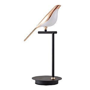 Abajur Led de Mesa Vogel 10W Branco Quente 3000K Preto e Dourado - Nordecor