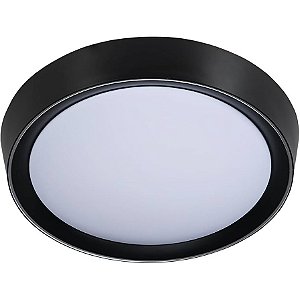 Plafon Led Redondo Ruxy 100W Bivolt 8000lm 3000K Metal e acrílico Preto 50cm