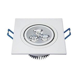 Spot LED 3W SMD Embutir Quadrado Direcionável Branco Frio 6000k