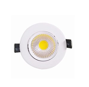 Spot LED 7w COB Embutir Redondo Direcionável Branco Quente 3000K