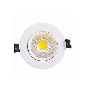 Spot LED 5w COB Embutir Redondo Direcionável Branco Frio 6000k
