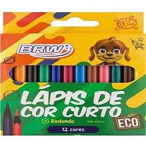 Lápis De Cor Curto Redondo Com 12 Cores - BRW