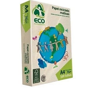 Papel Reciclado A4 75g 500 Folhas Eco Millennium - Jandaia