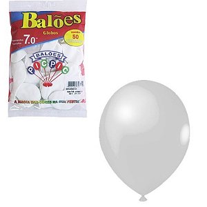 Balão Tamanho 7" com 50 Unidades Branco - Pic Pic
