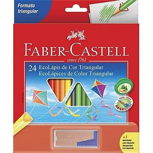 Lápis De Cor 24 Cores Triangular + Apontador - Faber Castell