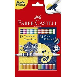 Caneta Hidrográfica 24 Cores Bicolor - Faber Castell