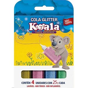 Cola com Glitter Koala 4 Cores Especiais 25g Cada - Delta