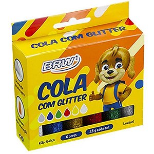 Cola Com Glitter 25g cada 6 Cores - BRW