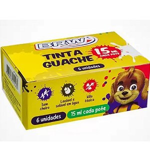 Tinta Guache Com 6 Unidades 15ml cada - Brw