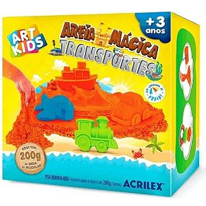 Kit Areia Mágica Transportes Art Kids 200g - Acrilex