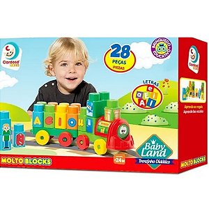 Blocos De Montar Baby Land Trenzinho Didático Com 28 Peças - Cardoso Toys