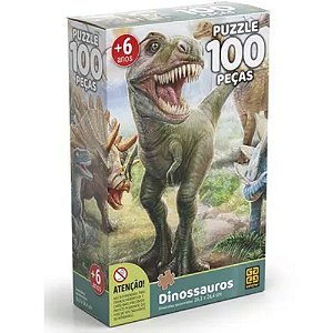 Quebra-Cabeça Cartonado Dinossauros 100 Peças - Grow