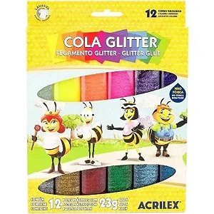 Cola Glitter Kit C/12 Cores 23g - Acrilex