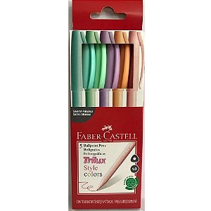 Caneta Trilux Style Colors Com 5 Cores - Faber Castell