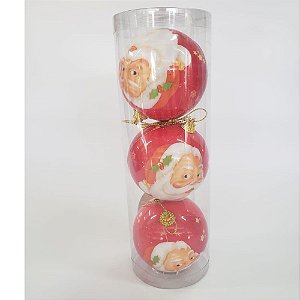 Bola De Natal 8cm Decorada Kit Com 3 Unidades - Art Christmas