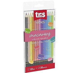 Lápis de cor Tris Vibes Macarons 12 Cores + 1 lápis gaduado 6B