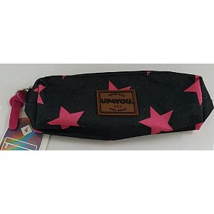 Estojo Preto com Estrelas Pink - Up4you