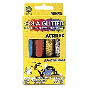 Cola colorida 15g c/gliter 4 cores - Acrilex