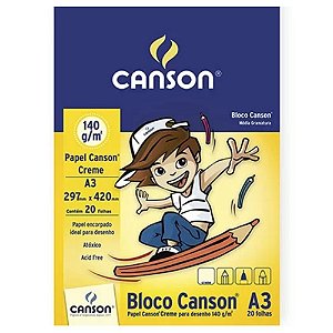 Bloco De Desenho 140G A3 Com 20 Folhas Creme - Canson