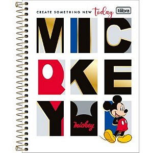 Caderno Espiral Capa Dura Colegial 1 Matéria Mickey 80 Folhas - Tilibra