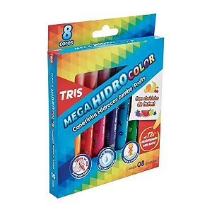 Canetinhas Tris Mega Hidro Color Jumbo Fruits 8 Unidades