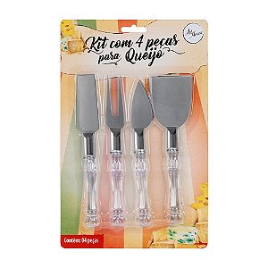 Kit com 4 Peças para Queijo com Cabo em Acrílico - Art House