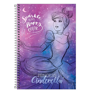 Caderno Espiral Universitário Capa Dura Princesas 80 Folhas - Tilibra