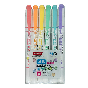 Marca Texto Caneta Apagável Kit Com 6 Unidades Tons Pastel