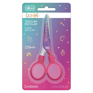 Tesoura Escolar Doodles 12,8cm - Tilibra