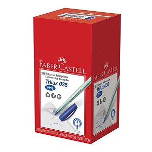 Caneta Trilux Ponta Fina Azul Faber Castell Caixa com 50 unidades