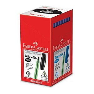 Caneta Trilux Ponta Fina Preta Faber Castell Caixa com 50 unidades