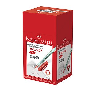 Caneta Trilux Ponta Fina Vermelha Faber Castell Caixa com 50 unidades