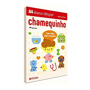 Papel Chamequinho A4 180g 210x297mm Sulfite Branco 60kg Chamex Pacote com 50 Folhas