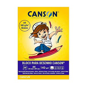 Bloco de Desenho Escolar A4 140g  Branco C/20 Folhas - Canson