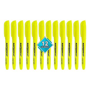 Caixa com 12 Canetas Marca Texto Amarelo Neon - Masterprint