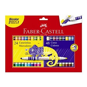 Canetinha Bicolor 48 cores (24 canetinhas) - Faber-Castell