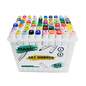Kit Canetinhas Art Marker Ponta Dupla 60 Cores - Magic Kids
