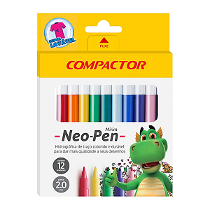 Canetinha Hidrográfica 12 Cores Neo Pen Mirim 2.0mm - Compactor