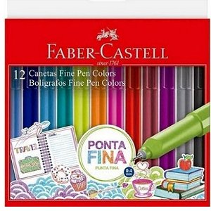 Caneta Hidrográfica Fine Pen Colors 0.4 C/ 12 Faber-castell