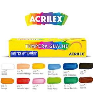 Tinta Tempera Guache 12 Cores 15ml Cada Acrilex