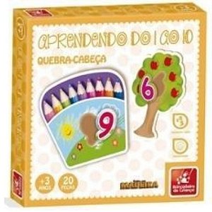 Brinquedo Pedagógico Madeira - Quebra Cabeça Números 1 ao 10 - Brincadeira de Criança