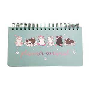 Bloco Planner Semanal Gatinho Verde
