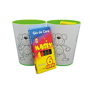 Copo para Colorir - Desenhos Variados - Verde