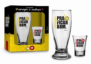 Kit Copo Munich 200 Ml + Copo Dose - Cerveja Pra Ficar Bom