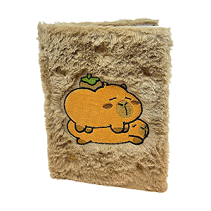 Caderno fofinho Capivara Deitada com linhas - Marrom
