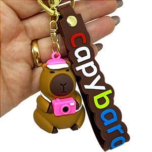 Chaveiro Capivara - Câmera Rosa