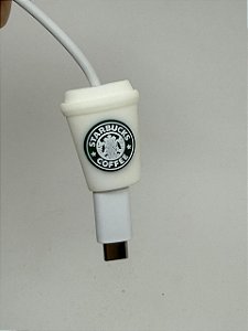 Protetor de Cabo Usb e Carregador - Starbucks Branco